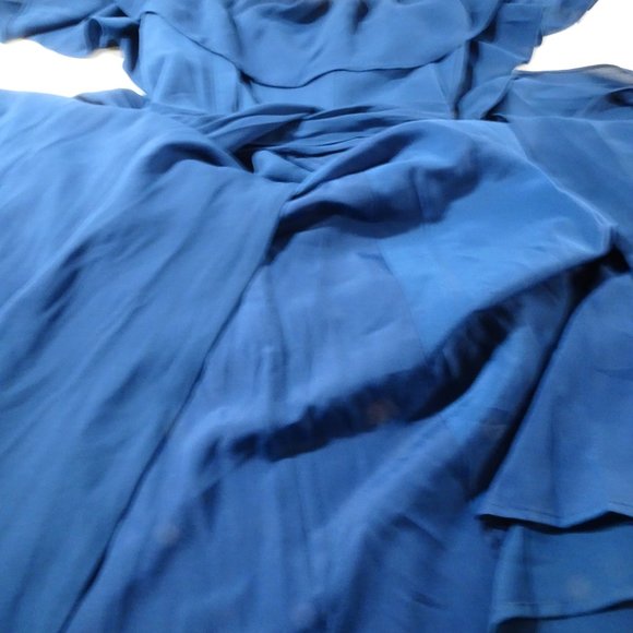 Yumi Kim Blue Carmen Ruffle Off the Shoulder Sash Tie Flowly Dress XS NWT 278.00 - Picture 8 of 8